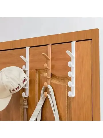 1pc Bedroom Door Hanger Clothes Hanging Rack Over The Door Plastic Home Storage Organization Hooks, Purse Holder For Bags Rails