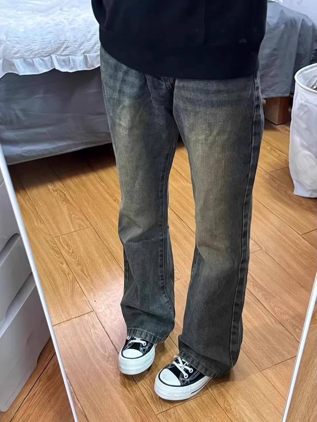 

Retro Blue Men's Jeans Spring Autumn New Sle Cleanfit High Street Waed American Casual Slimming Micro Flared Pants