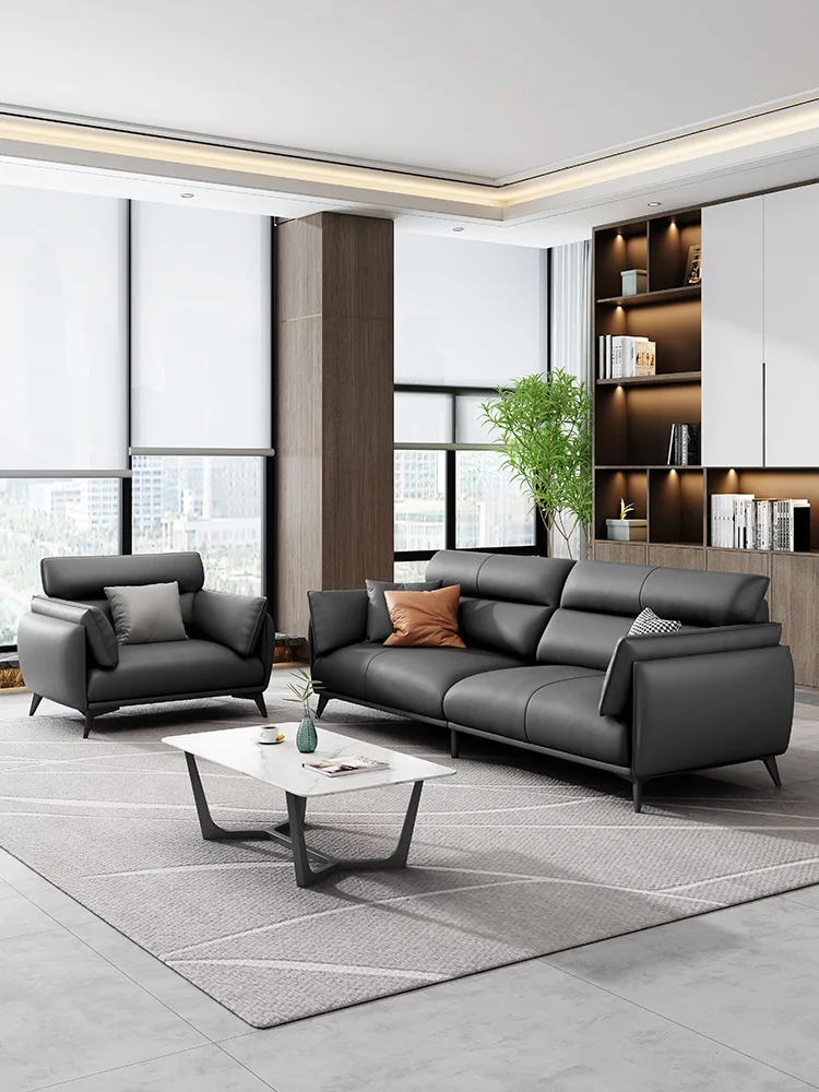 

Office sofa leather simple business reception room reception area leisure boss office sofa coffee table combination