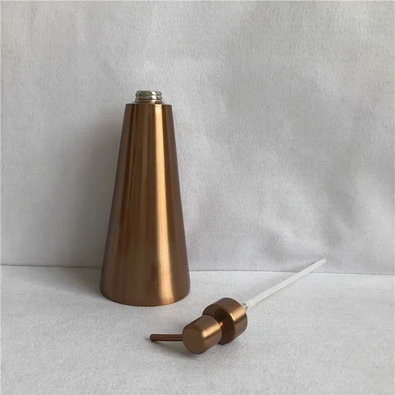 Dispensador de jabón de cocina de acero inoxidable 304, oro rosa, 800ml, cono grande, Hotel, KTV, botella de jabón de manos, botella de Gel de ducha