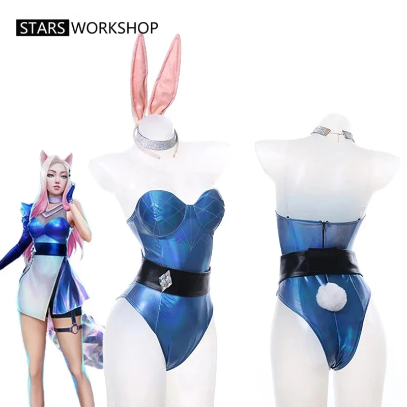 KDA Bunny Women Sexy Jumpsuits Girls Dresses Ahri/Evelynn/Akali/Seraphine Cosplay Costume Rabbit Ears Halloween Carnival Party