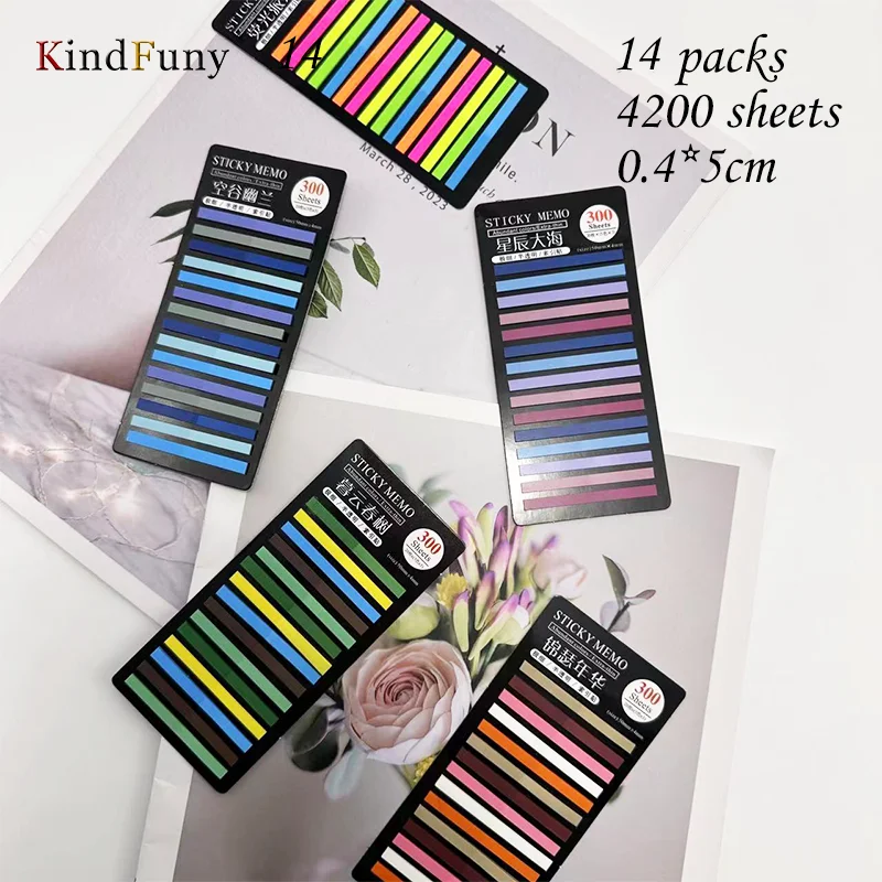 KindFuny 14Packs 4200 Sheets Sticky Index Tabs Notes Memoranda Notebook Page Markers Classify Sticker Office School Stationery