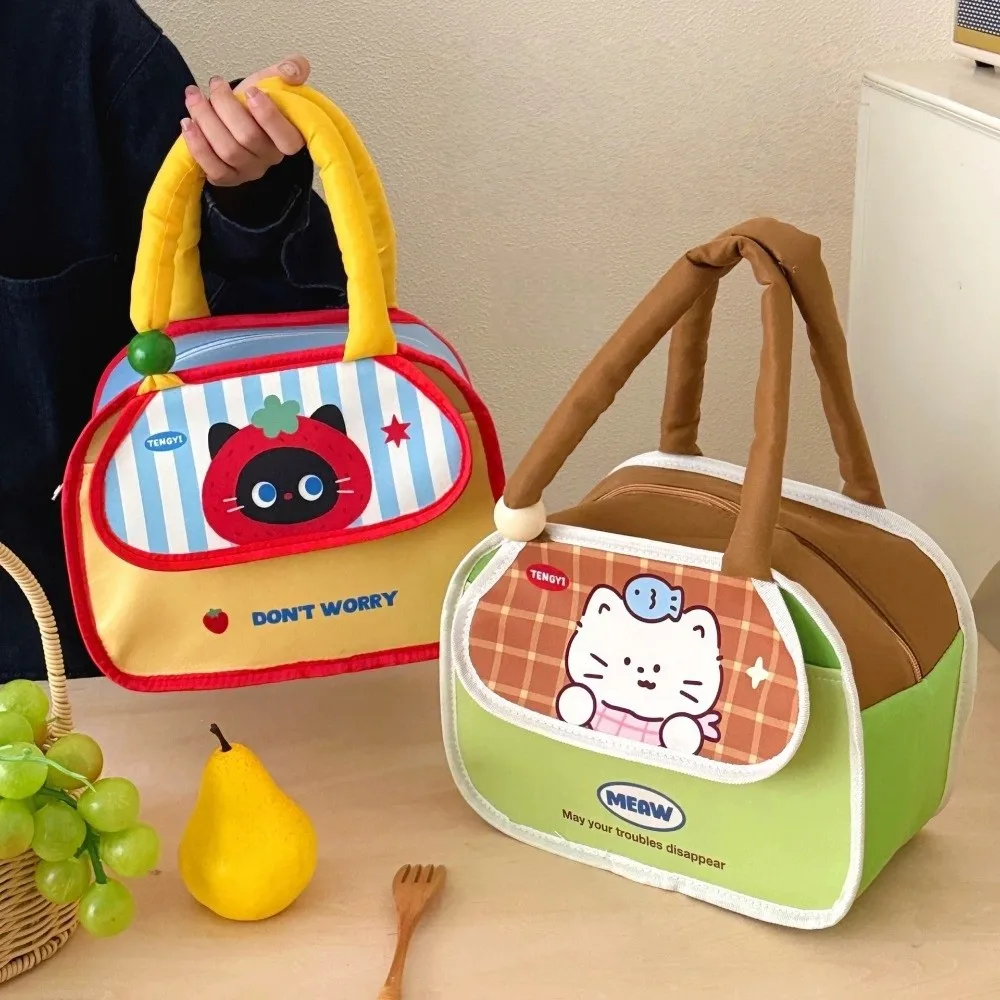 Aluminum Foil Insulated Lunch Box Bag Large Capacity Cute Cat Dogs Pattern Snack Boxes Bag Waterproof Storage Bag Fresh Keeping