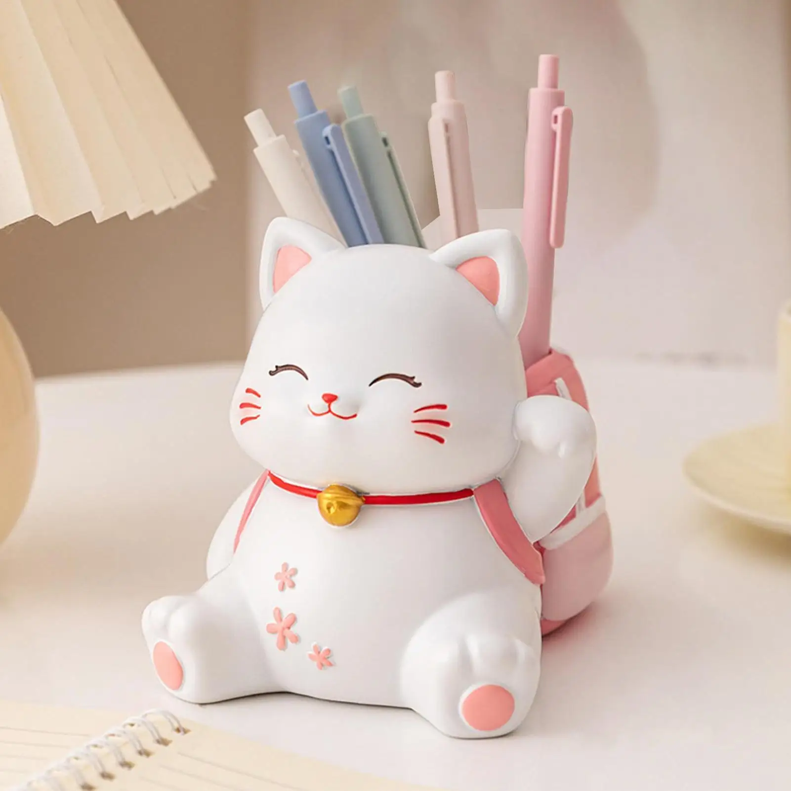 

Pencil Holder Desk Organizer Pen Holder Desktop Cute Cat Resin Animal Makeup Brush Organizer for College Classroom Offices Dorm