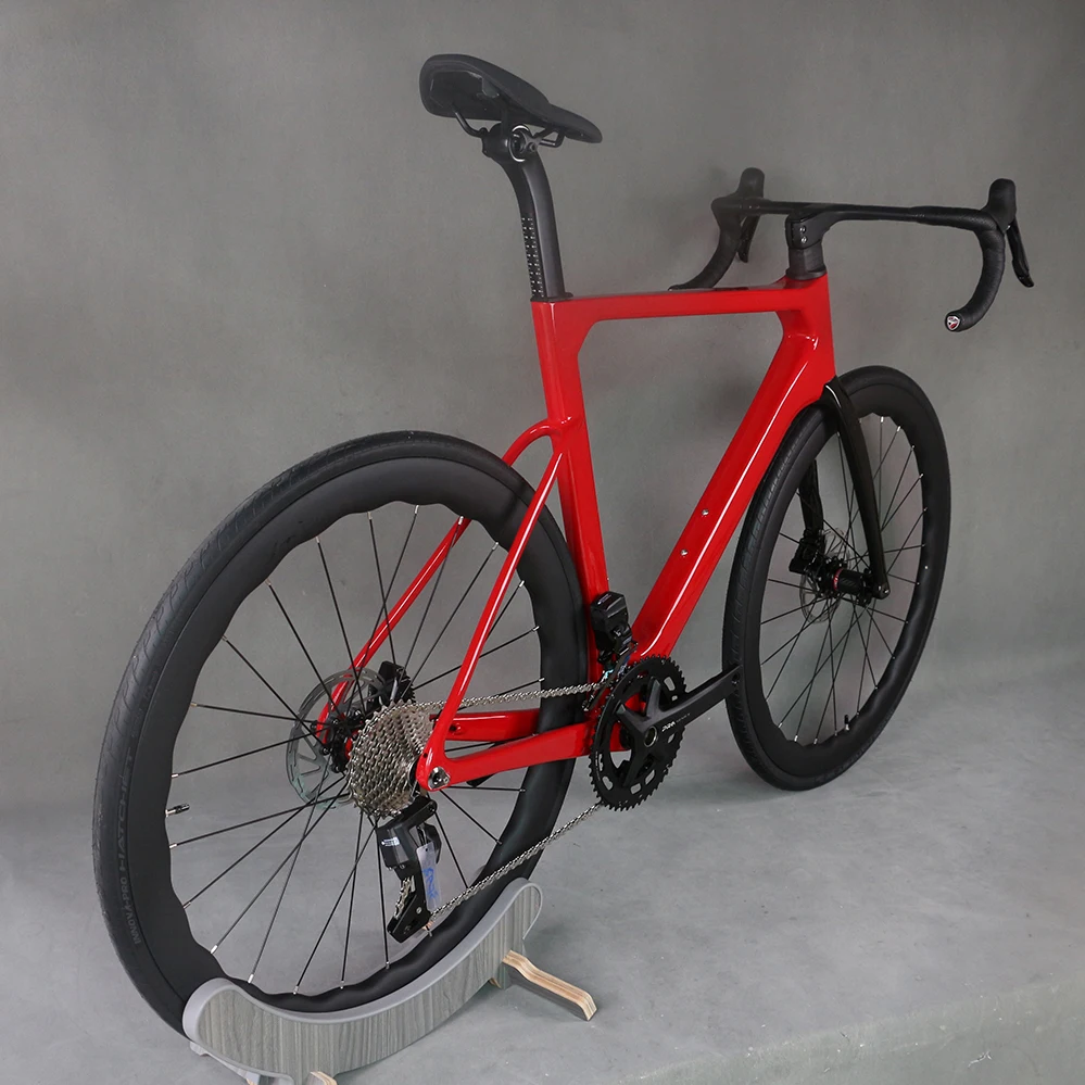 EER Complete Bicycle Road Bicycle Disc Brake Carbon Wheel Top EDS-2 * 12s Electronic Shift Bicycle Carbon Wheel Red TT-X42