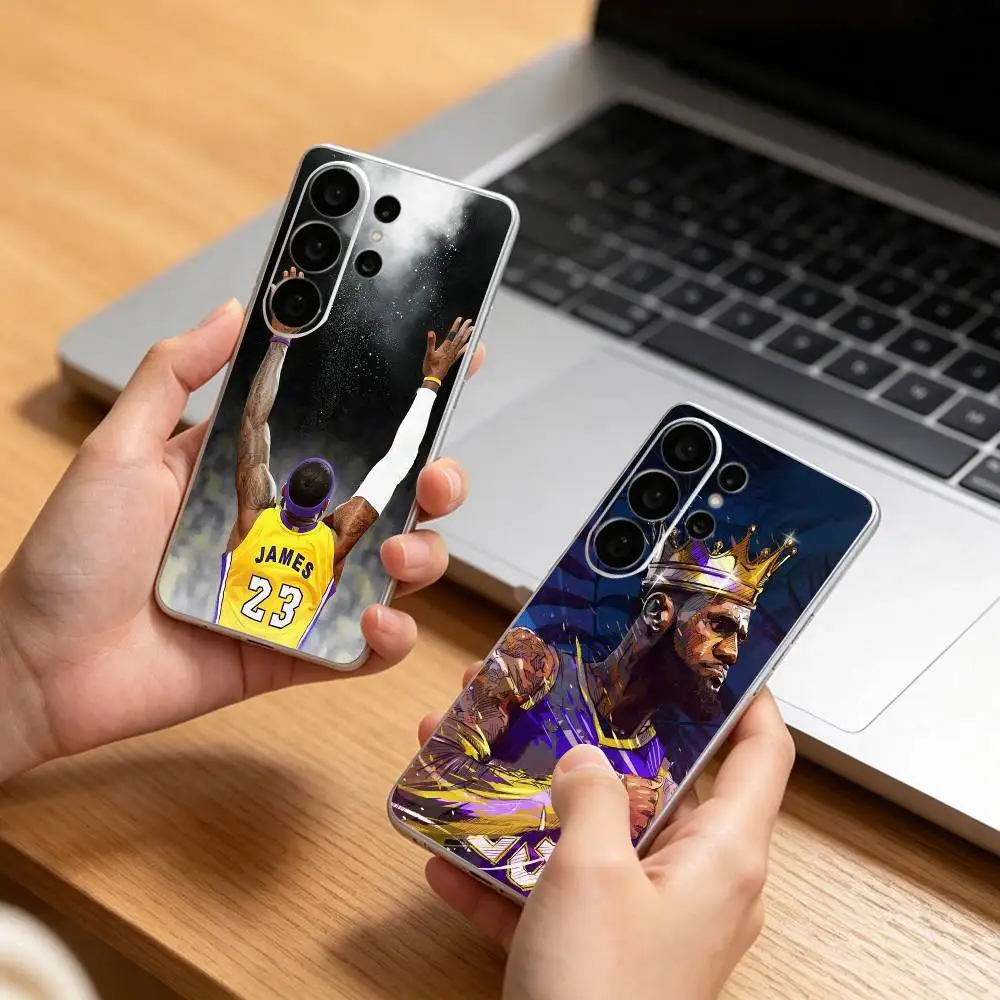 The King L-LeBron James Transparent phone Case For Samsung S25,24,21,22,21,20,10,S9Ultra,Plus,Fe,Lite