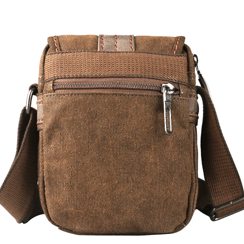 Ruil High Quality Vintage Canvas Small Bag Men\'s Fashion Multifunctional Pocket Casual Travel Phone Bag Messenger Bag Retro Bag