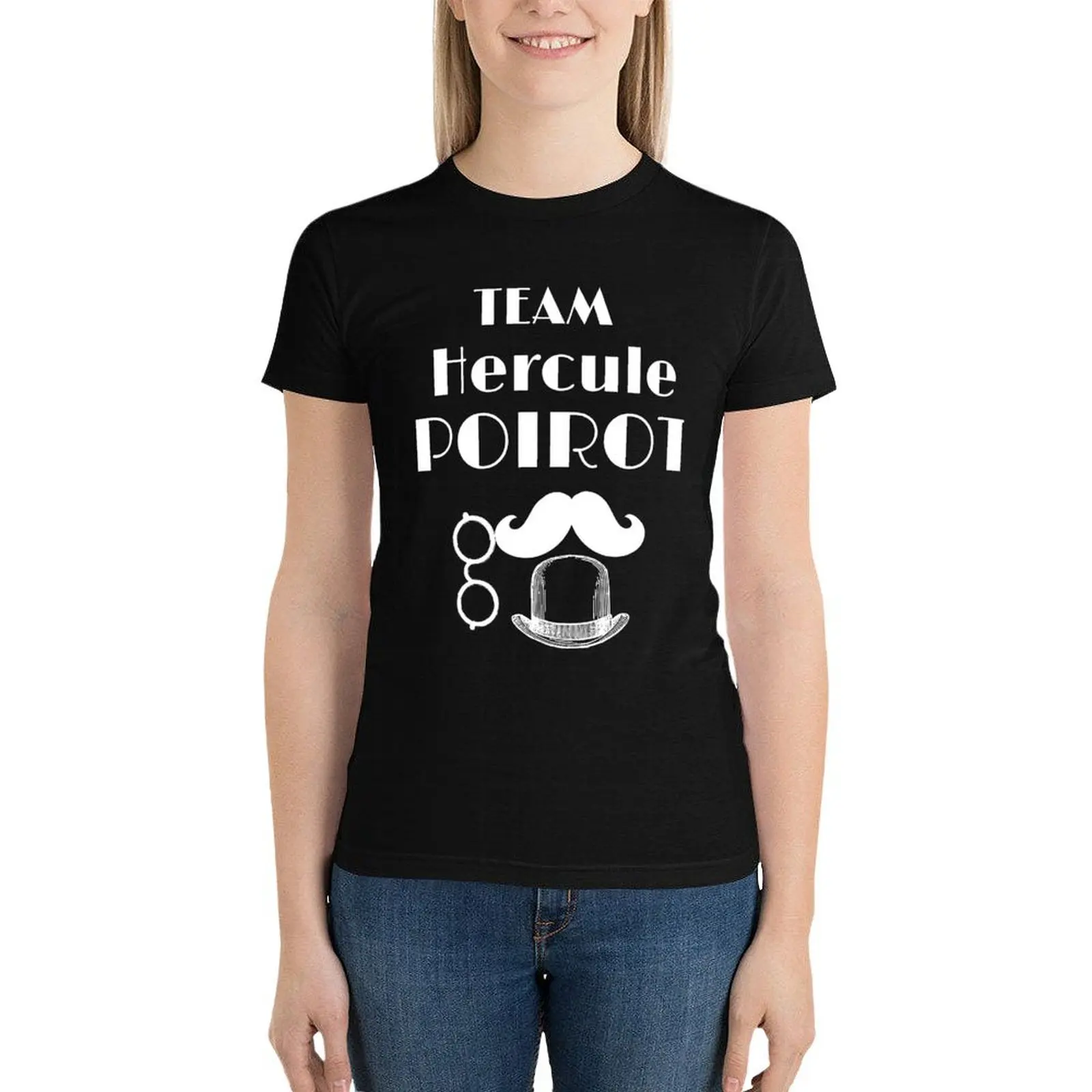 TEAM HERCULE POIROT - TEE SHIRT AND MUG - HUMOR T-Shirt Blouse vintage clothes summer top t-shirts for Women cotton