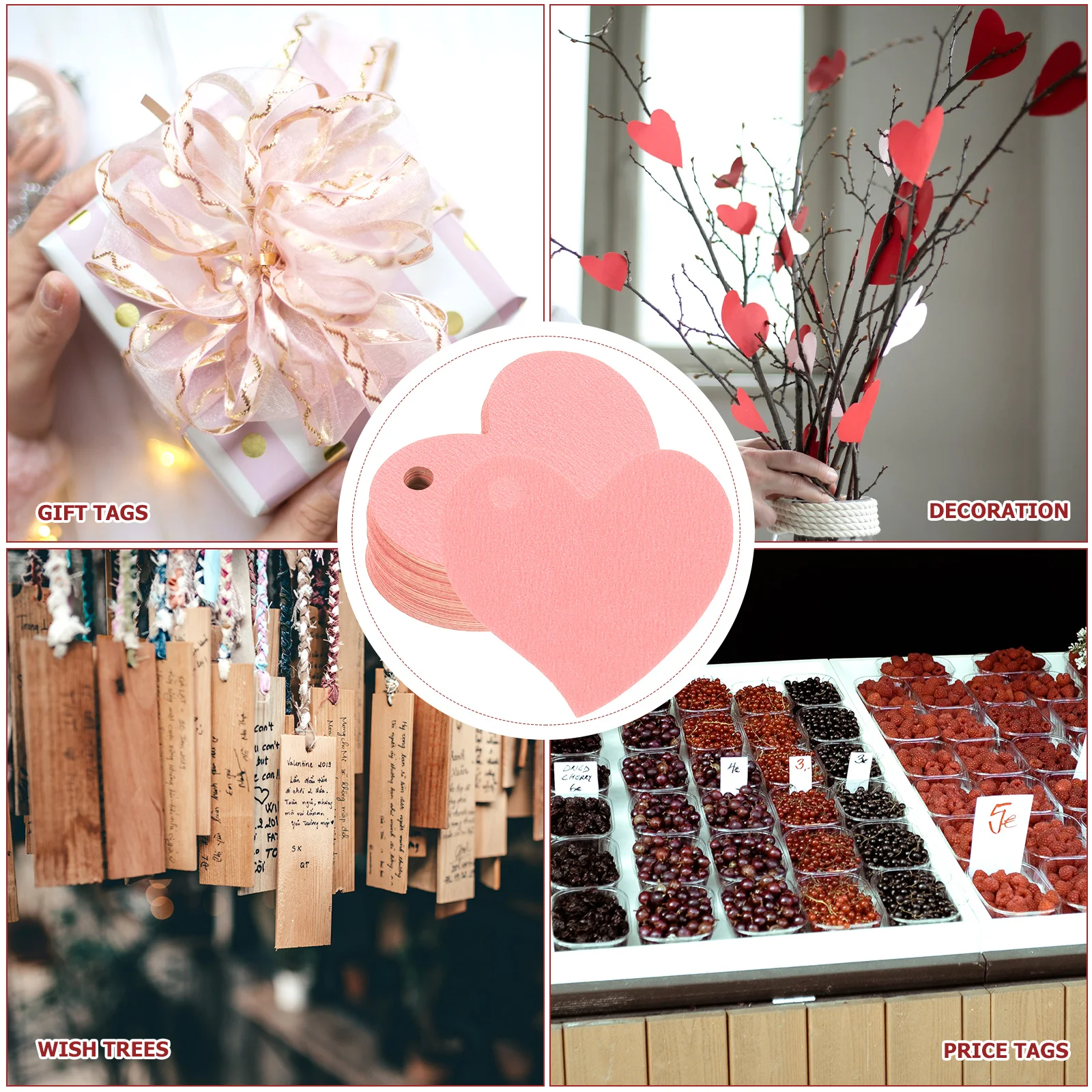 50 قطعة علامات هدايا على شكل قلب ورق كرافت تسميات فارغة لحفلات الزفاف لوازم عيد الحب علامات تعليق لتقوم بها بنفسك ديكور