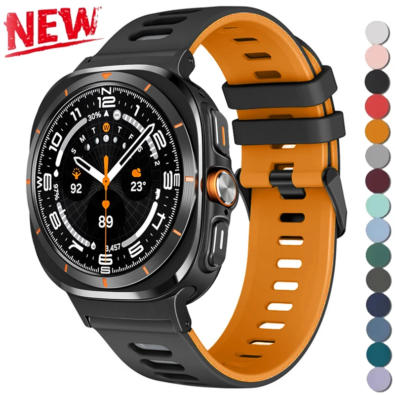 Sports Rubber Strap for Samsung Galaxy Watch Ultra 7 47mm Swim Silicone Soft Watchband 20mm 22mm Belt Replacement Accessorie