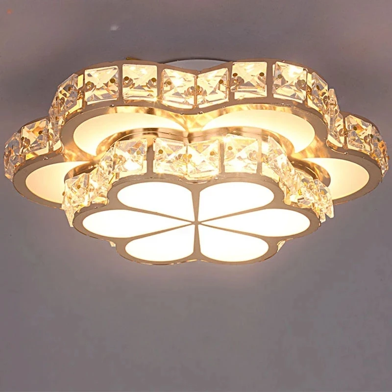 

Modern Led Crystal Ceiling Lamp Flower Gold Kitchen Ceiling Chandelier Lights Aisle Corridor Stairs Plafonnier Lustre Luminaires