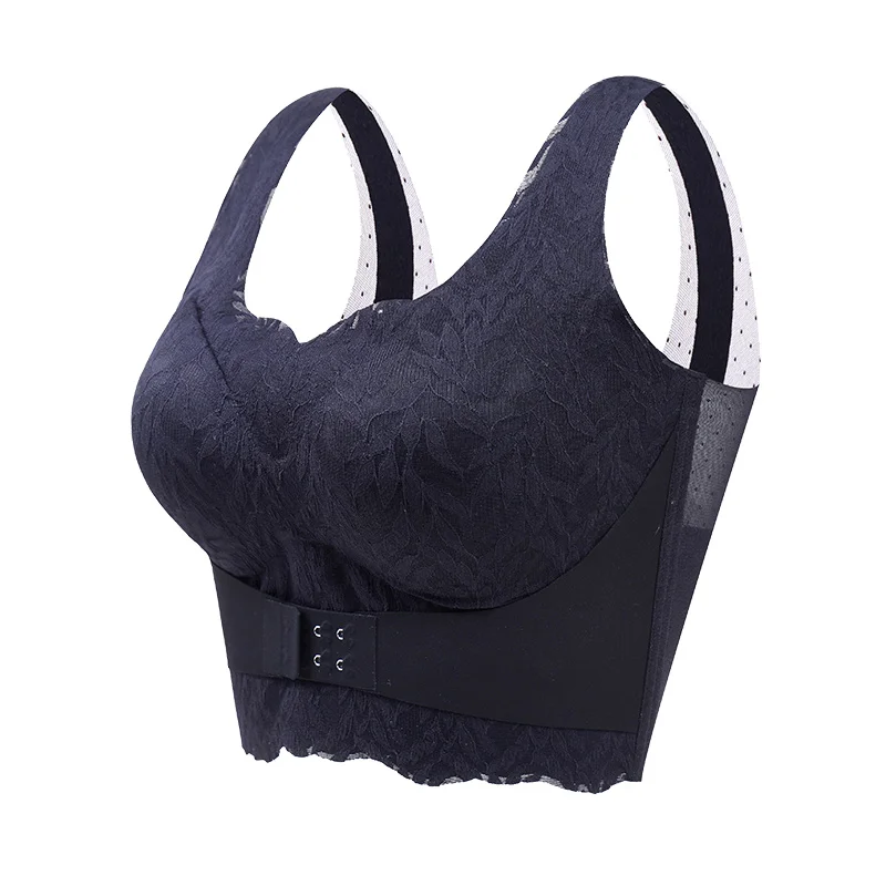 Rimsless Bra Beauty Back Chest Pads Tank Tops Women\'s Full Coverage Wire Free Non-Foam Bra M-6XL Solid Color Lace Bralette Daily