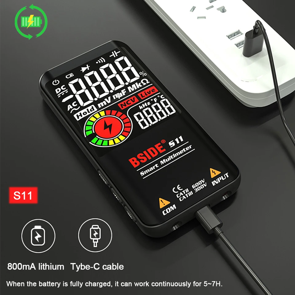BSIDE S11/S10 Digital Smart Multimeter 9999 conteggi Smart multimetro DC AC condensatore di tensione Ohm diodo NCV Hz Live wire Tester