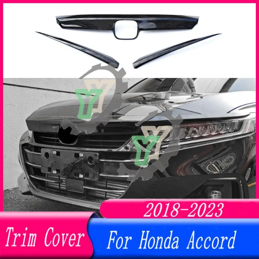 For Honda Accord 10th 10.5th 2018 2019 2020 2021 2022 Car Accessories Front Grill Cover Trim Bumper Hood Bonnet Grille Sticker