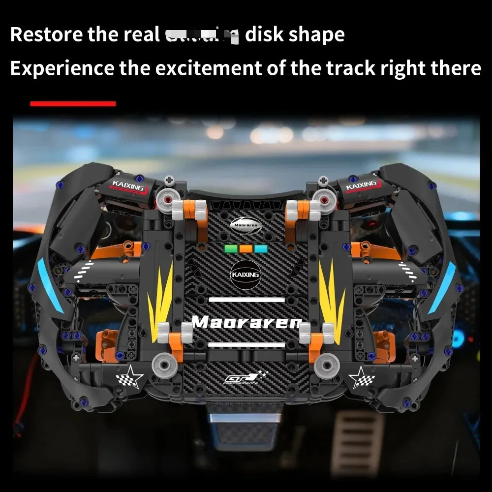 MOC GT Rennwagen-Lenkrad-Bausatz, DIY-Modell im Maßstab 1:1, mit App-Steuerung, 935 Stück, STEM-Lernspielzeug für Autoliebhaber