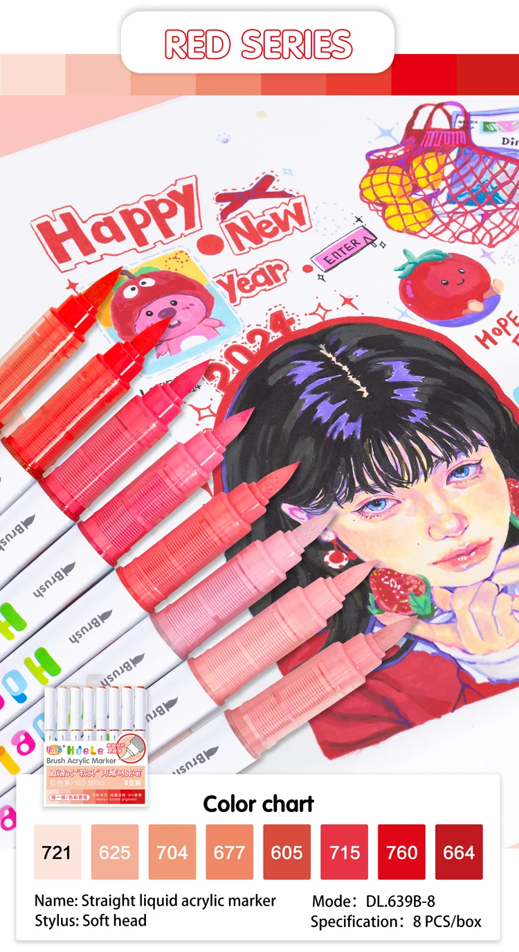 Hdele 120/64/56/8 Farben Pinsel-Acrylmarker-Set, Handbuch-Schreiben, DIY-Graffiti-Zeichnen, Studenten-Kunst-Acrylfarbstifte – Detail 24