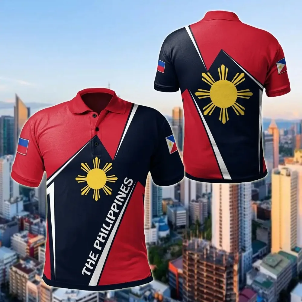 New Philippine National Flag Graphic Polo Shirt Philippine National Emblem Men's Tops  National Day Gifts High Quality Clothing