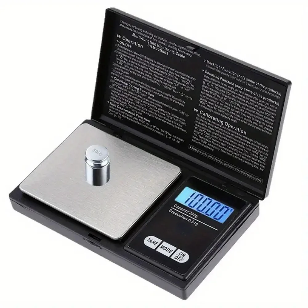 High-Precision Digital Jewelry Scale, 200g/0.01 Accuracy Gram Scale, Suitable for Gem Testing, Jewelry Making, Laboratory (Battery Not Included)