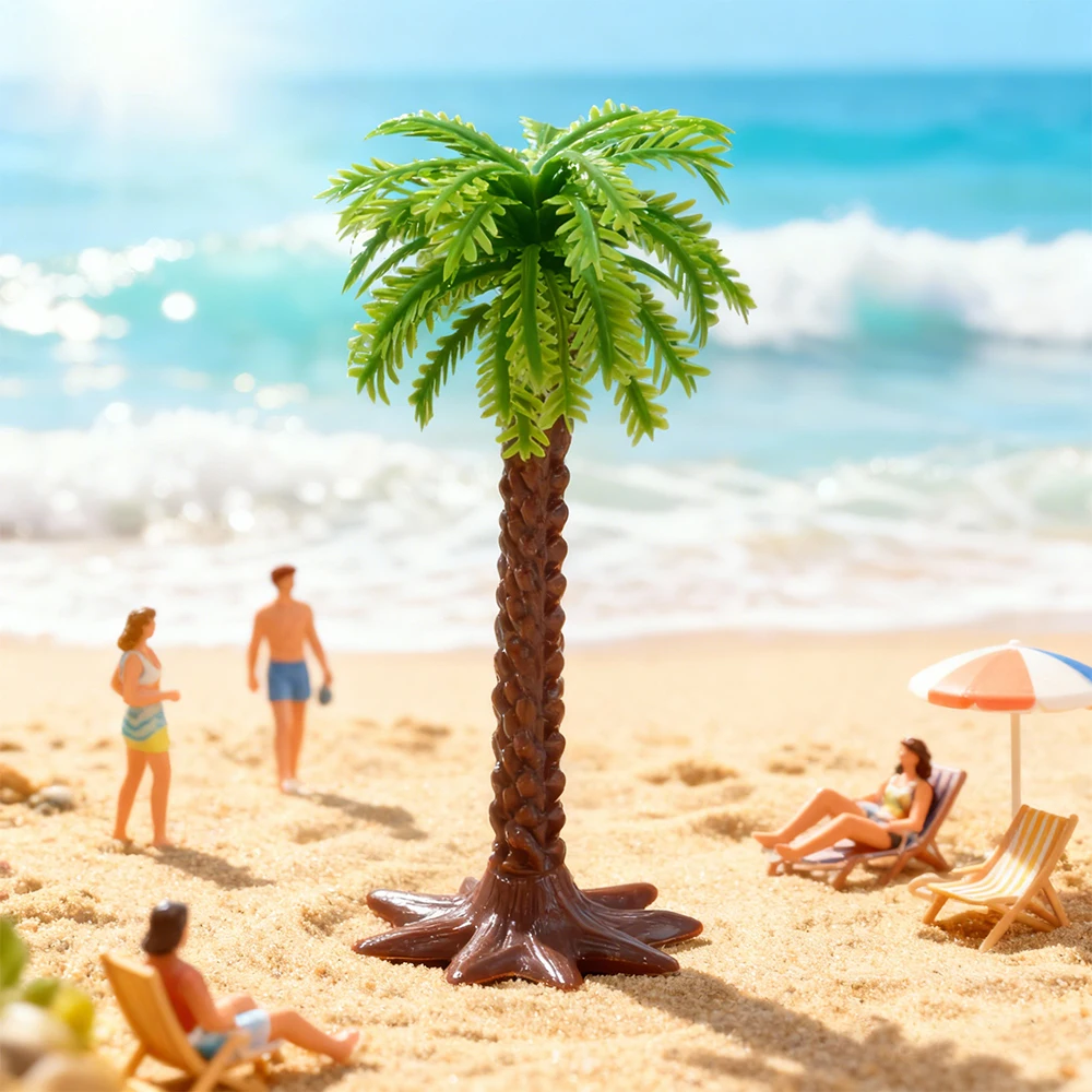 5Pcs Miniature Cocount Palm Tree Model DIY Forest Beach Park Rainforest Railroad Decor Scenery Building Landscape Accessories