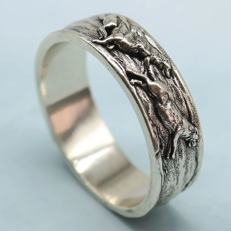 Buy 4 Get 1 Free 24x7mm 5.6g Wolf Ring Running Wolves Wedding Band Stainless steel Rings Many Sizes