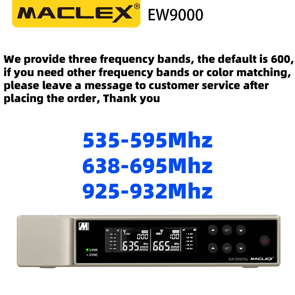 EW9000 535-595 Mhz 927-935 Mhz UHF Long Distance Dual Channel Handheld Professional Wireless Microphone System Stage Performance