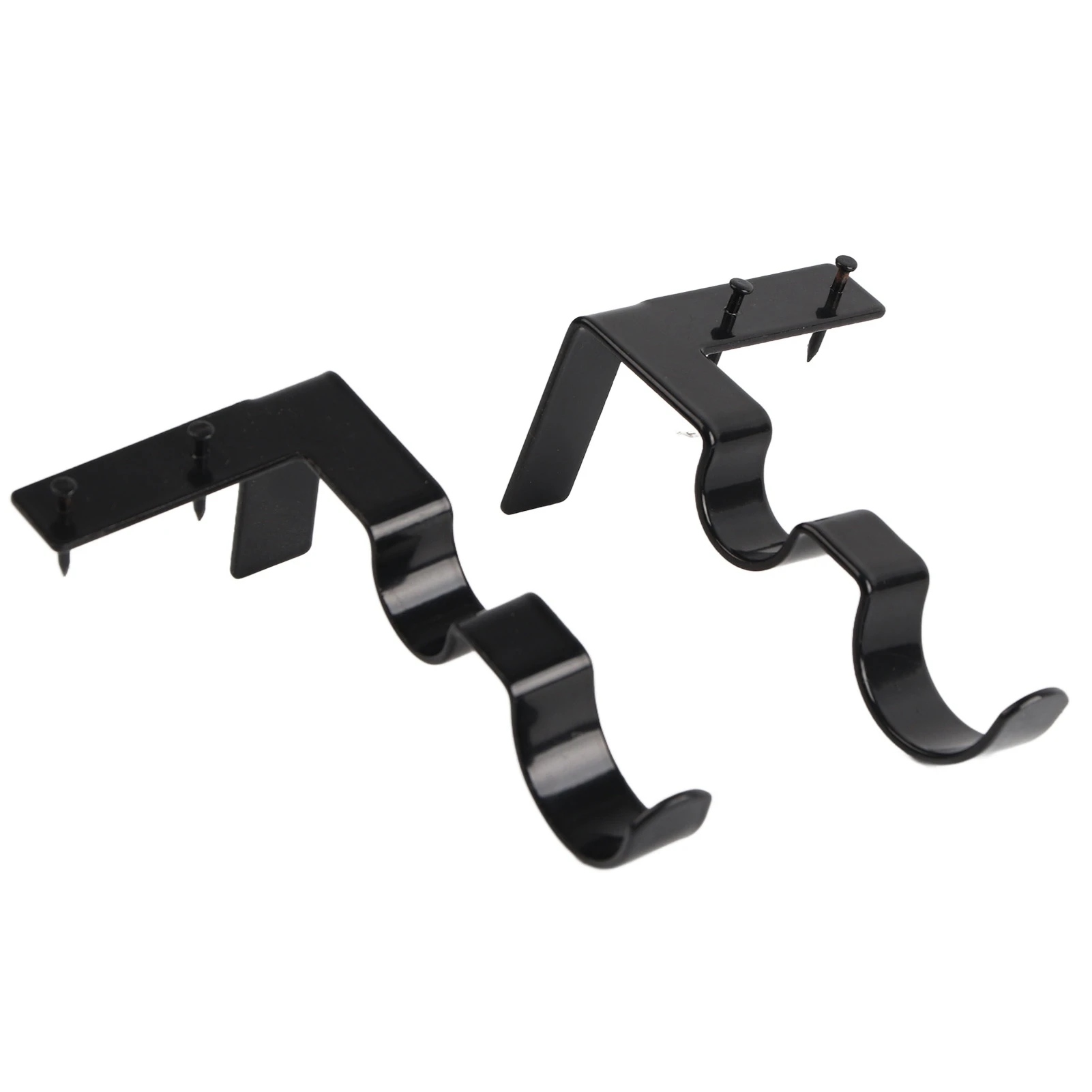 2Pcs Double Curtain Rod Bracket Steel 20lb Load Bearing Easy Assembly Curtain Rod Hooks for Home Office Black