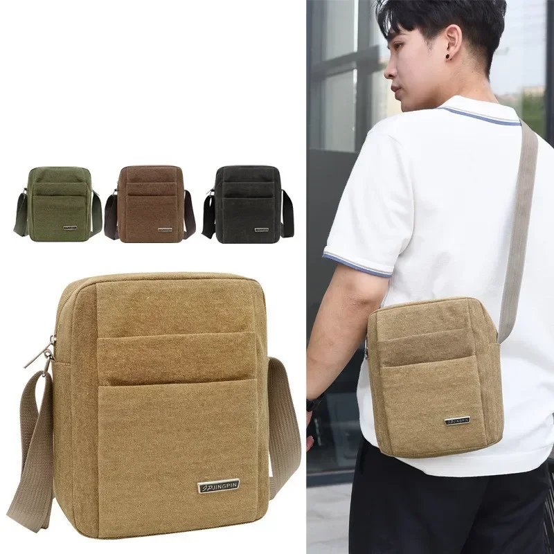 Nuevo bolso de hombro de lona de gran capacidad para hombre, bolso de mensajero Vertical resistente y duradero, fabricantes al por mayor