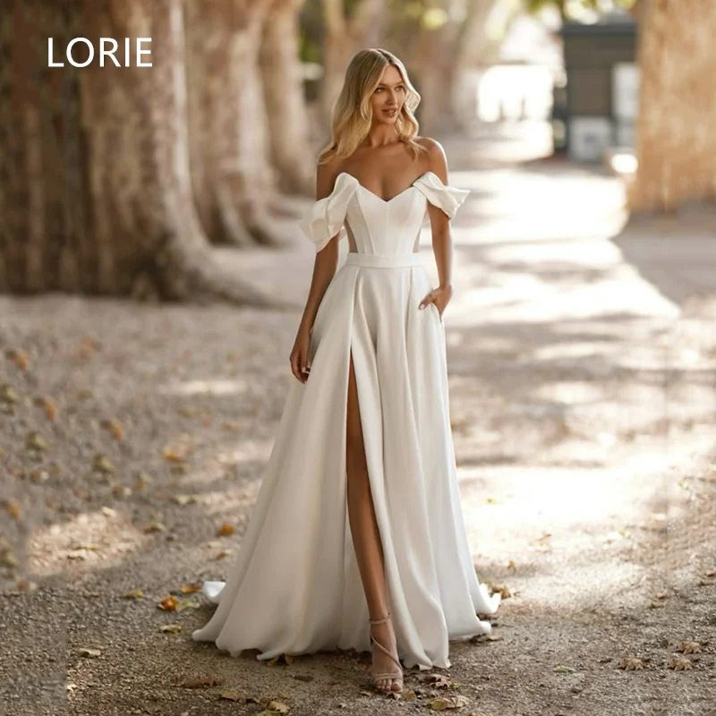 

LORIE Off Shoulder A-line Side Split Wedding Dress Princess Bridal Gowns Backless Wedding Gown Customized 2025