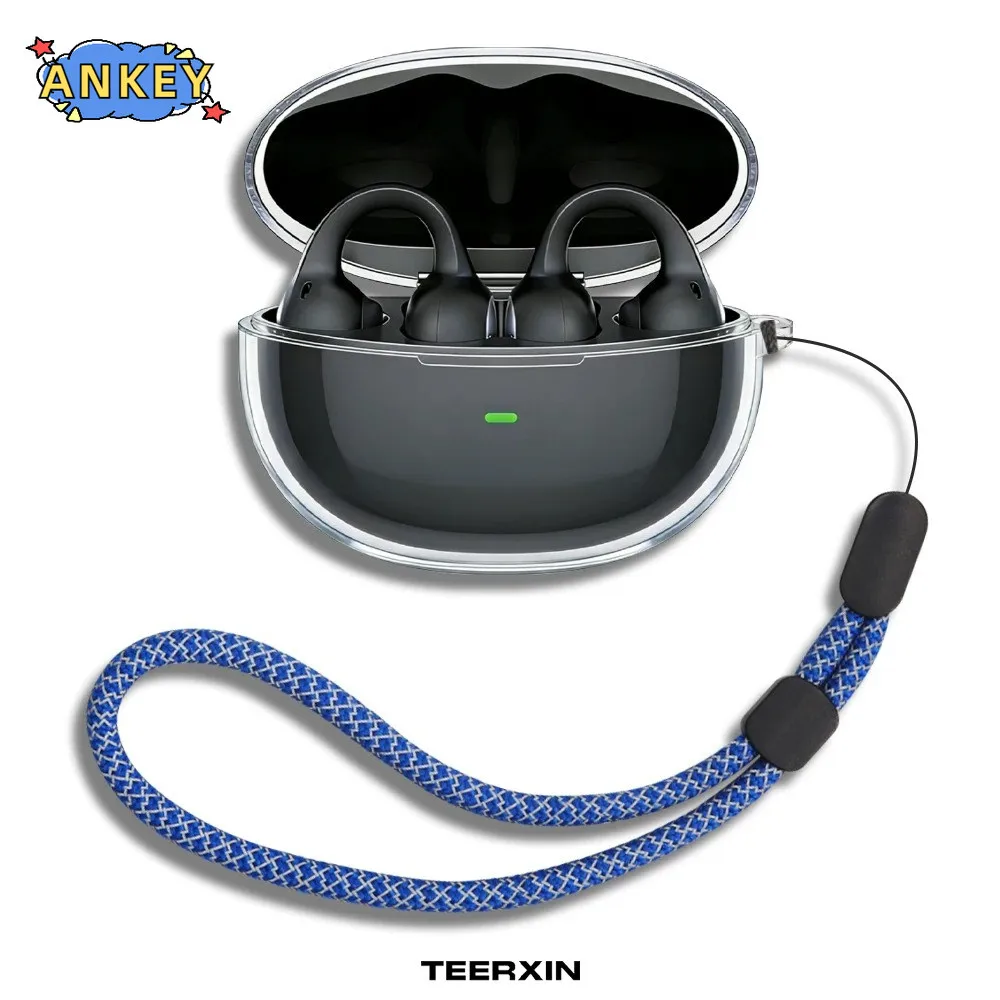 For Baseus Inspire XC1 Case Protective Transparent Clear TPU Covers Bluetooth Earphone Shell Headphone Portable with Rope - view 2