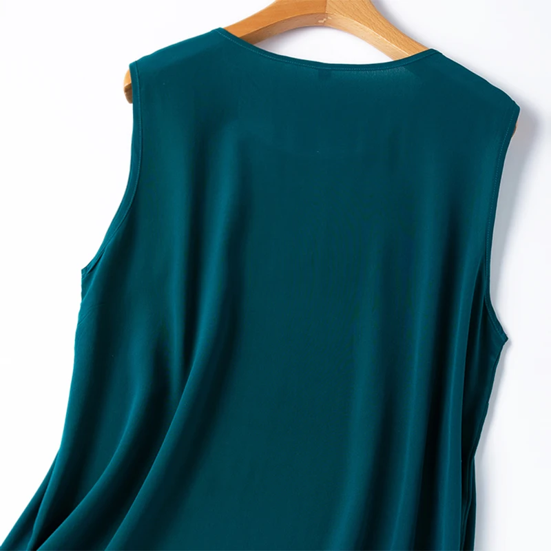 Women Tank Dress 100% Mulberry Silk Crepe Silk Peacock Blue Color Sleeveless A-line Slip Dress Sleep Dress XL XXL XXXL M1390
