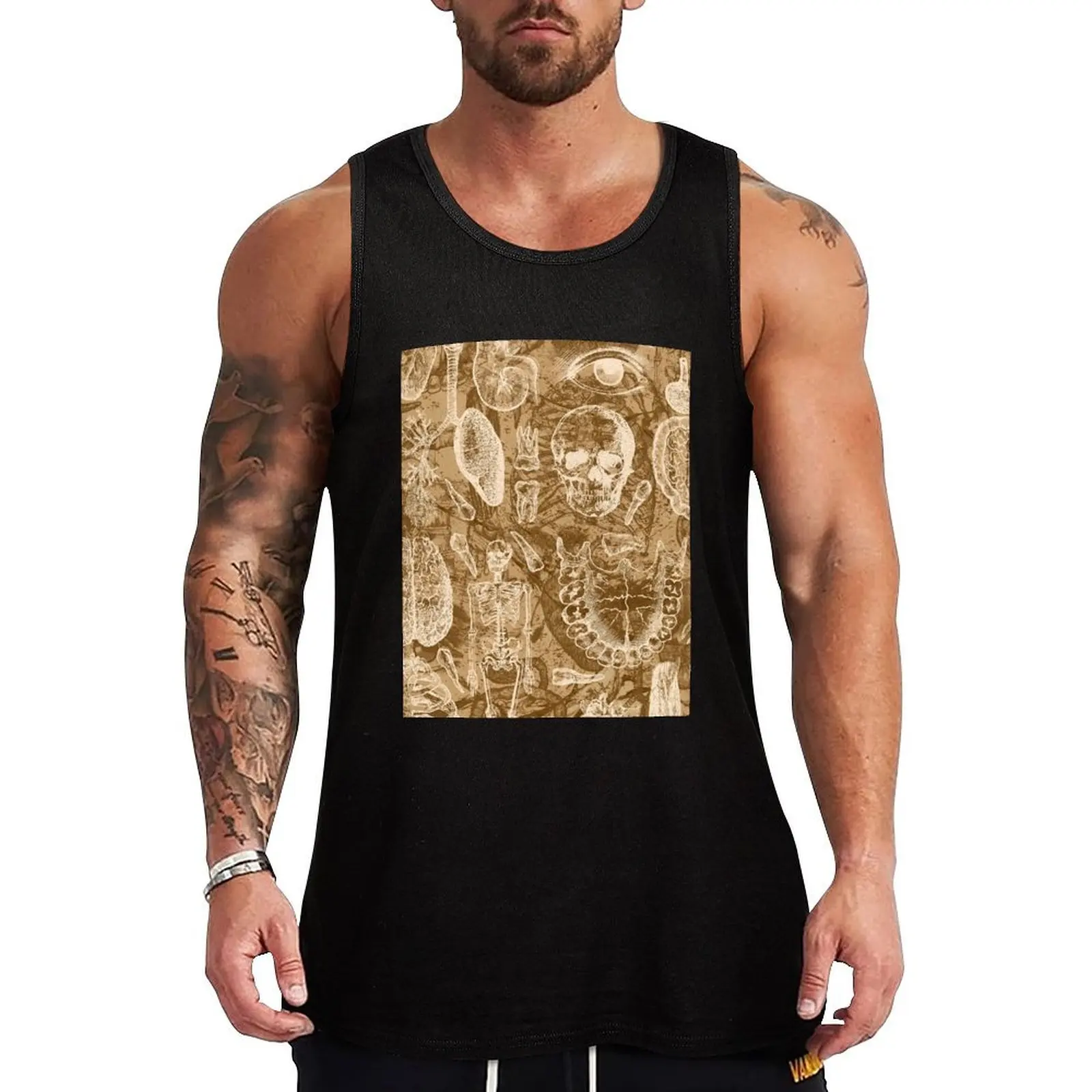 Human Anatomy Texture - Tan Print Tank Top Weekend Casual Tank Top Sleeveless Loose Fit Top