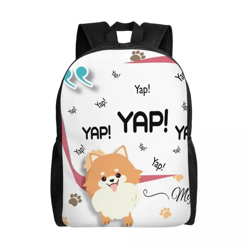 Pomeranian quotes yep yep barking laptop backpack women men fashion bookbag for college school students cartoon Spitz dog bag