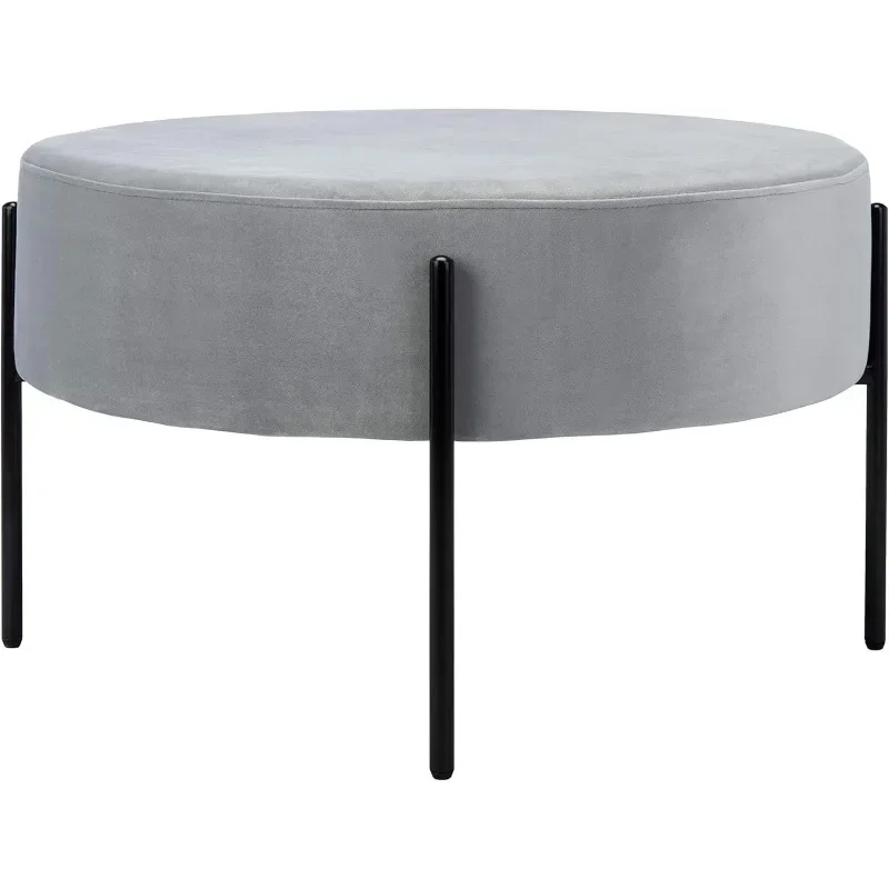 Home Glam Grey Velvet und Black Round Cocktail