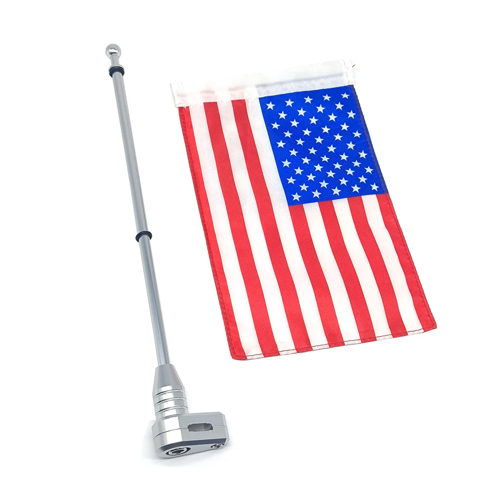 2Pcs Chrome Skull American Flag Pole Rear Side Mount Flag For Honda GoldWing GL1800 2001-2011 Vertical Luggage Decor Flag
