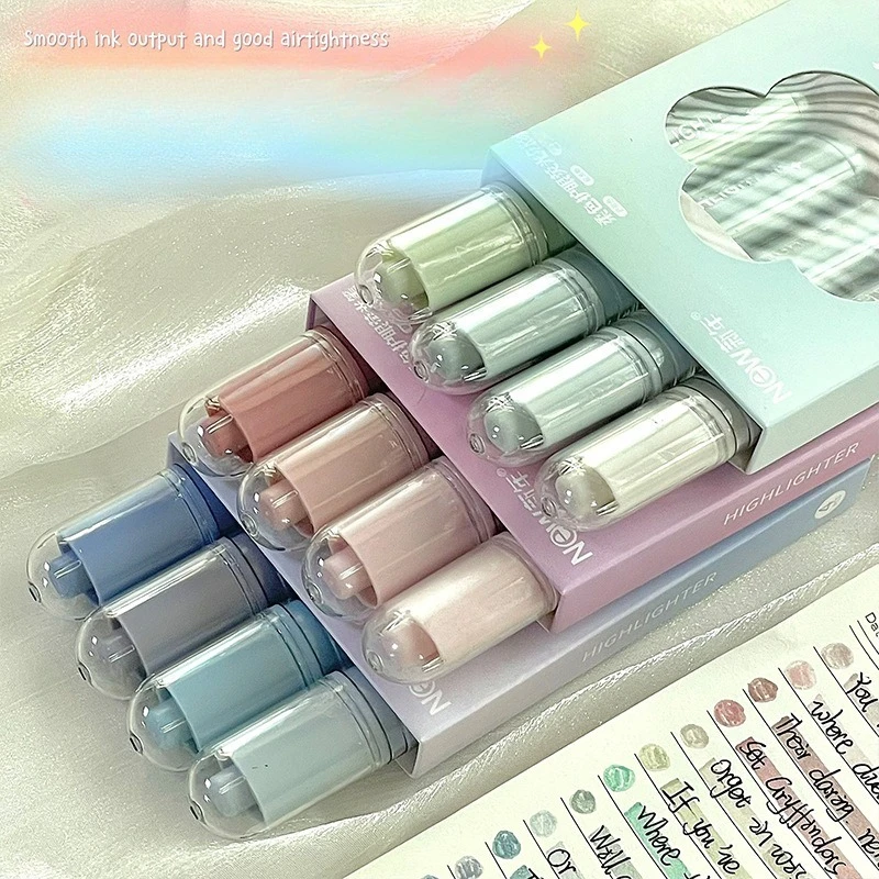 

4pcs/set Ins Aesthetic Highlighters Set Quick-Dry Mildliner Pens for Note Taking Through Pastel Markers for Students Journaling