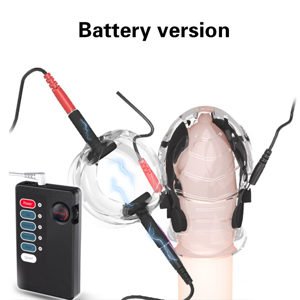 전기 충격 귀두 슬리브 진동기 사정 지연 페니스 감도 감소 트레이너 링 자위 섹스 토이 For Man Gay