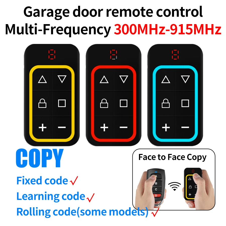 300-915MHZ Multi Frequency Garage Door Remote Control Copy Gate Key Duplicator 433mhz 868mhz 8 Channels Garage Remote Controller