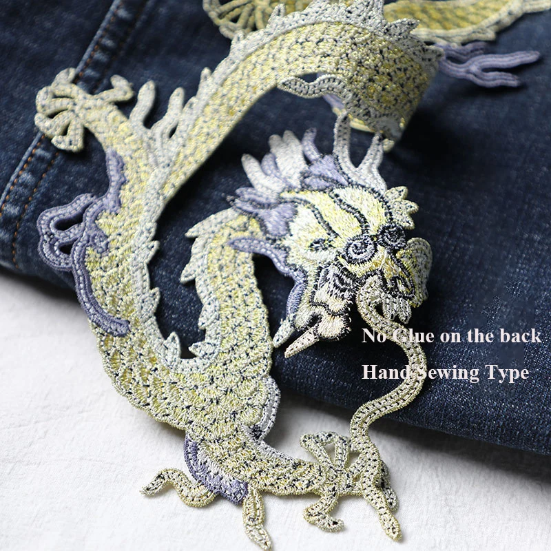 1 pezzo AHYONNIEX Exquisite Large Dragon patch per vestiti adesivi in tessuto fresco fai da te ricamati cucire su toppe