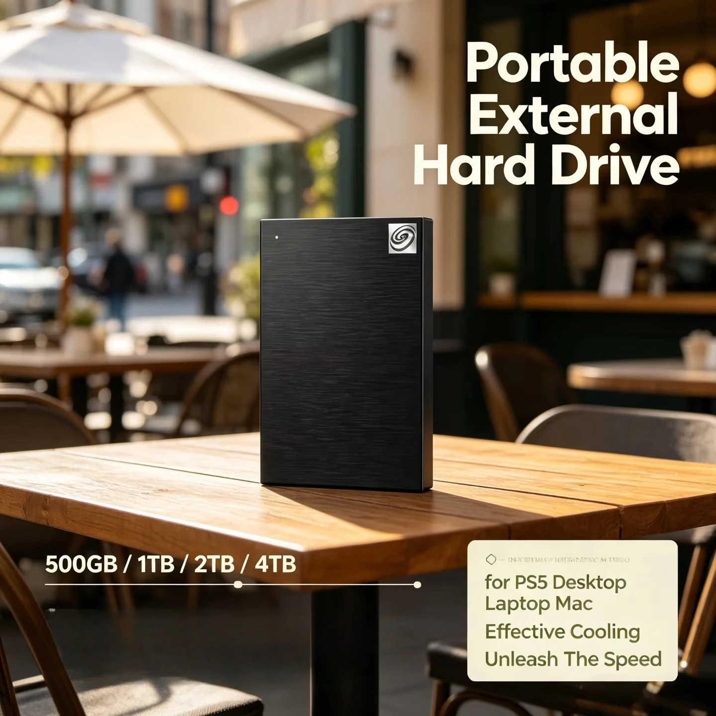 Black 2.5 Inch USB 3.0 Portable SSD Hard Drive Large Capacity External HDD for Laptop Office Data Recovery 500GB 1TB 2TB 4TB