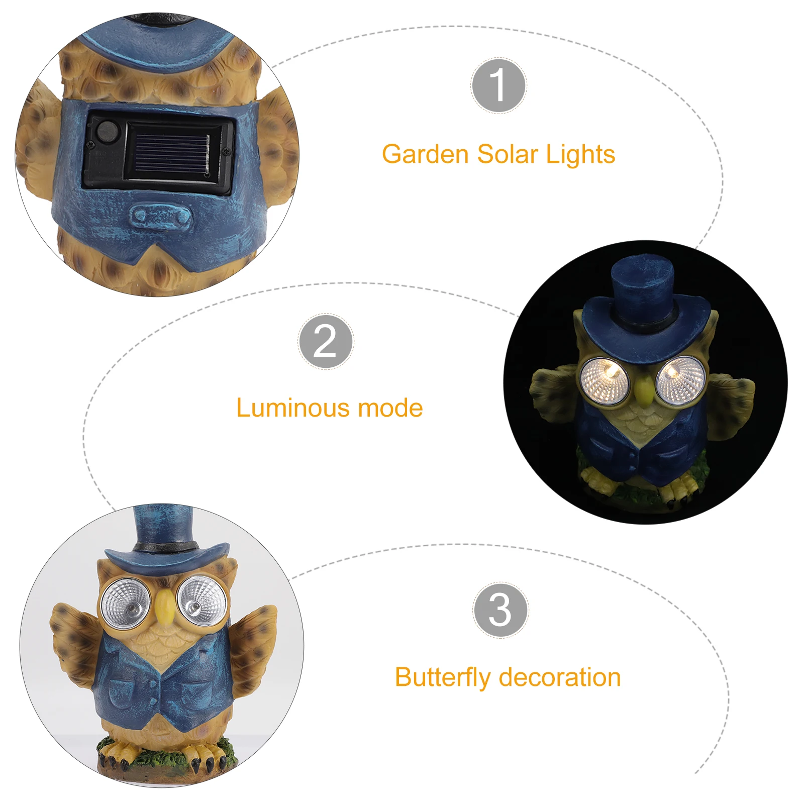 

Resin Owl Solar Light Waterproof Outdoor Decor Spot Light Lawn Adornment Courtyard Decoration Solar Powered