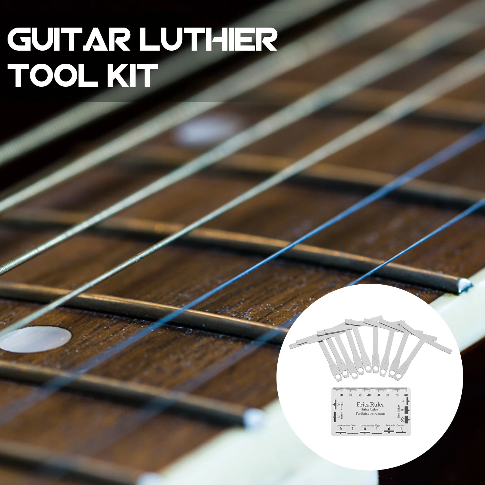 

String Height Measurement Ruler Double Sided Etching Accurate Plastic Guitar Luthier Tool Bass Setup Understring Radius Gauge