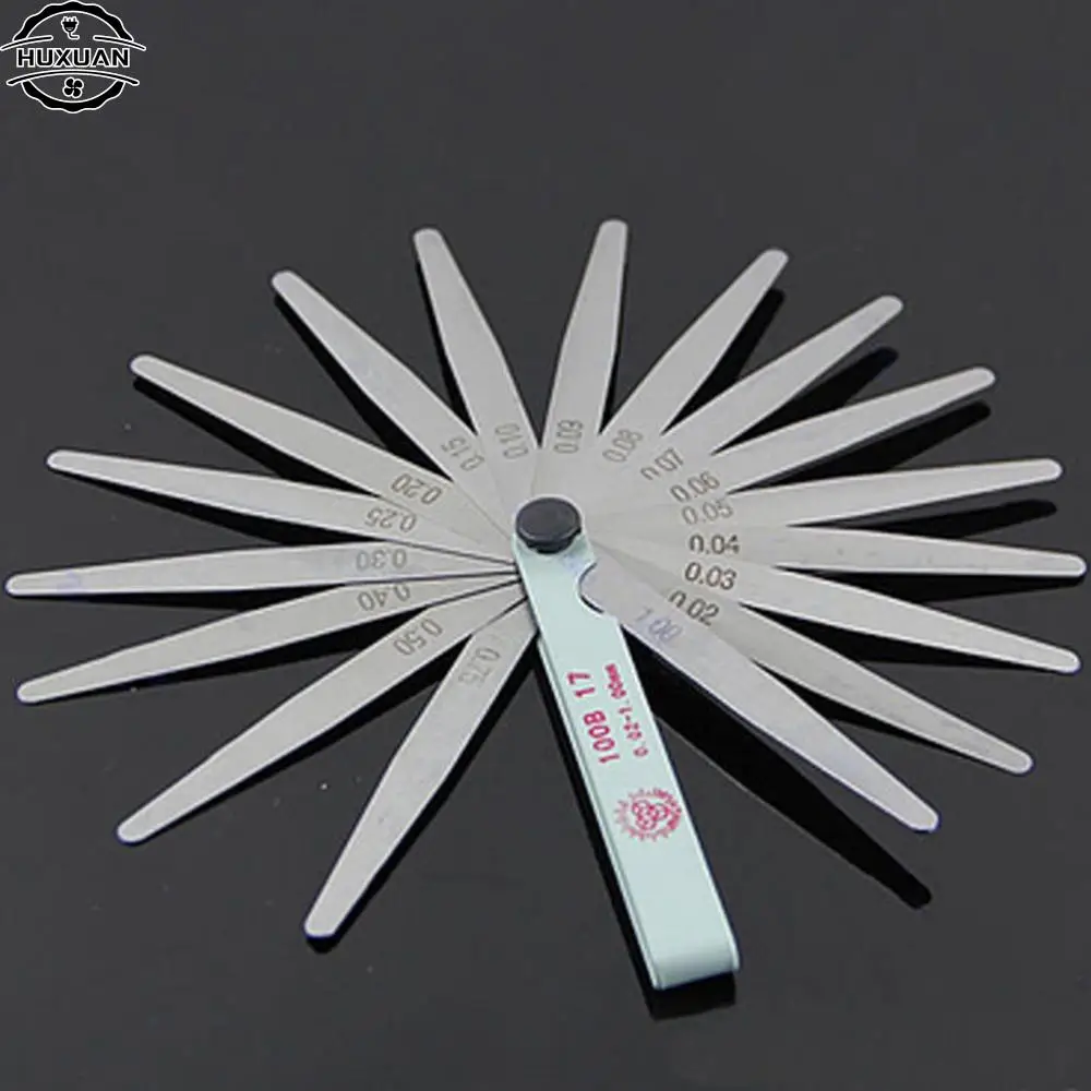 Herramientas de medición de acero de 0,02 a 1mm, 17 cuchillas, espesor de bujía, Gap, métrico de relleno, Feeler Gauge, 100mm