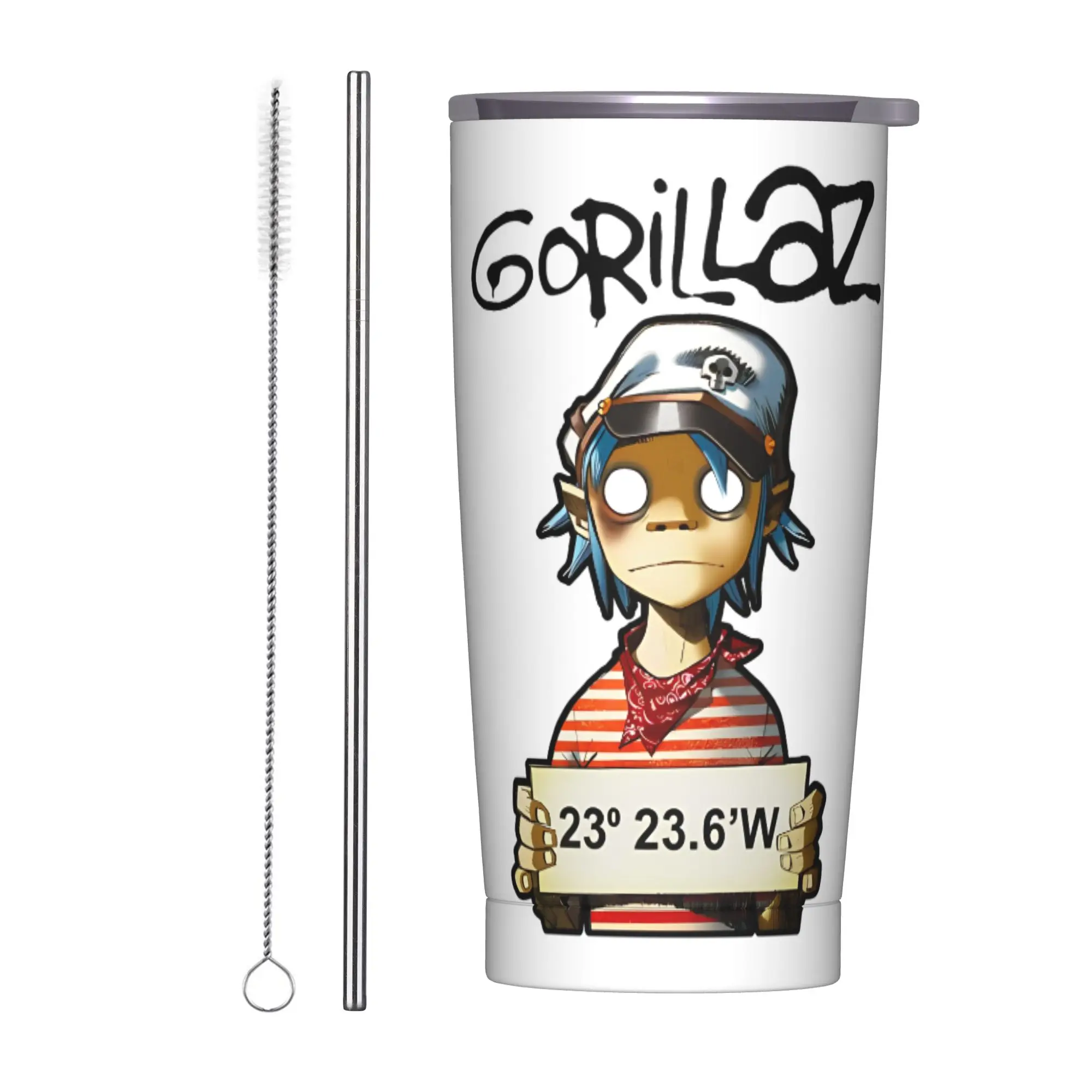 

Destroy Anarchic Gorillazs Tumbler Vacuum Insulated Thermal Cup with Lid Straw Travel Outdoor Mugs Water Bottle, 20oz