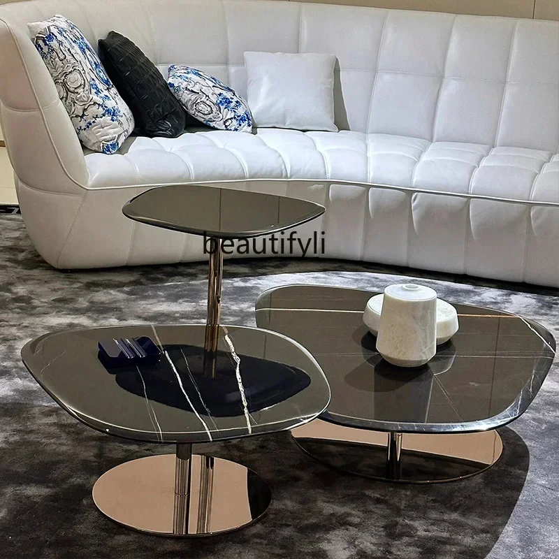 

ssK178 ss 25 Natural, black gold luxury stone coffee table modern, living room home, coffee table size combination