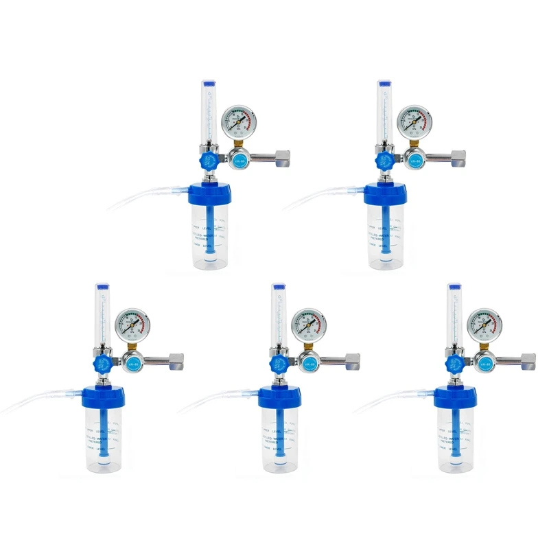 5X Oxygen Flow Meter Oxygen Flowmeter Pressure Gauge Oxygen Pressure Valve Regulator 0-10L/Min G5/8