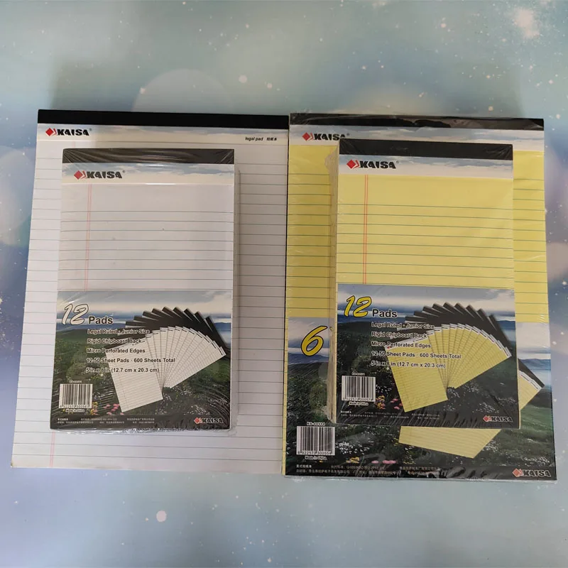 6PCS A4 12PCS A5 Writing Memo Pad USA Style 50 Sheets Easy Tear Line Notepad Office School Supplies White Yellow Write Notebook