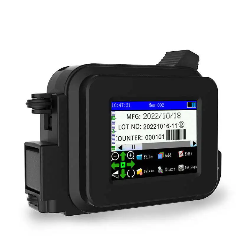 Mini impresora de inyección de tinta portátil TIJ de 12,7mm, barra de fecha de caducidad, código QR, impresión de números de lote en superficie plana