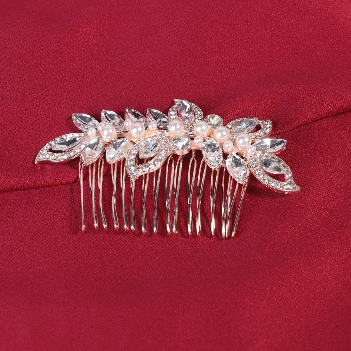

1Pcs Rhinestone Pearl Hair Comb Elegant Bridal Insert Comb Luxury Wedding Hair Accessories for Bride Bridesmaid Flower Girl