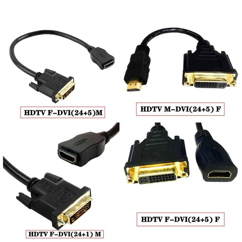 HDMI kompatybilny z DVI 24 + 5 żeński Adapter kablowy 1080P dwukierunkowy Adapter/Port Adapter wysokiej rozdzielczości 0.3 metrów