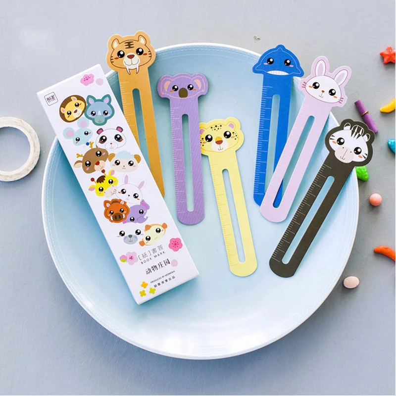 30Pcs Cute Animal Paper Bookmarks With Scale Paper Book Holder Stationery School Supplie